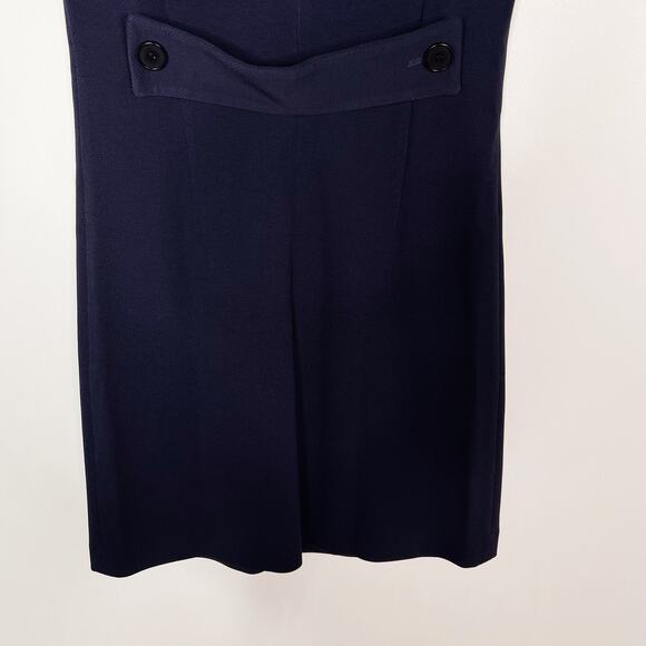 Theory Size 0 Navy Blue Jatinn K Oxfold Knit Sheath Dress Short Sleeve Career - Picture 5 of 12